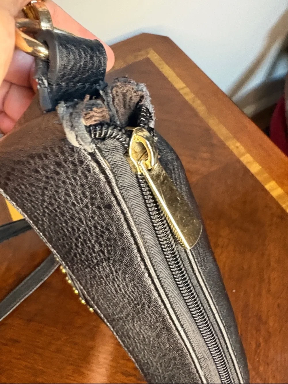 Michael Kors Black Leather Crossbody with Gold MK Medallion